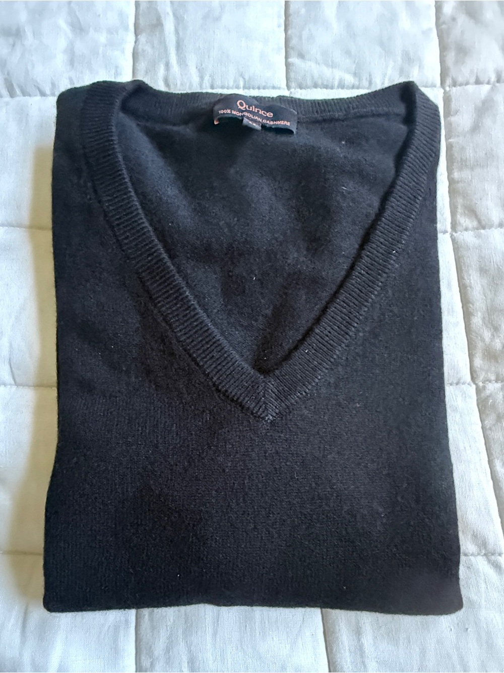 Quince Mongolian Cashmere V-Neck Sweater V-Neck Cashmere Sweater in Black Size